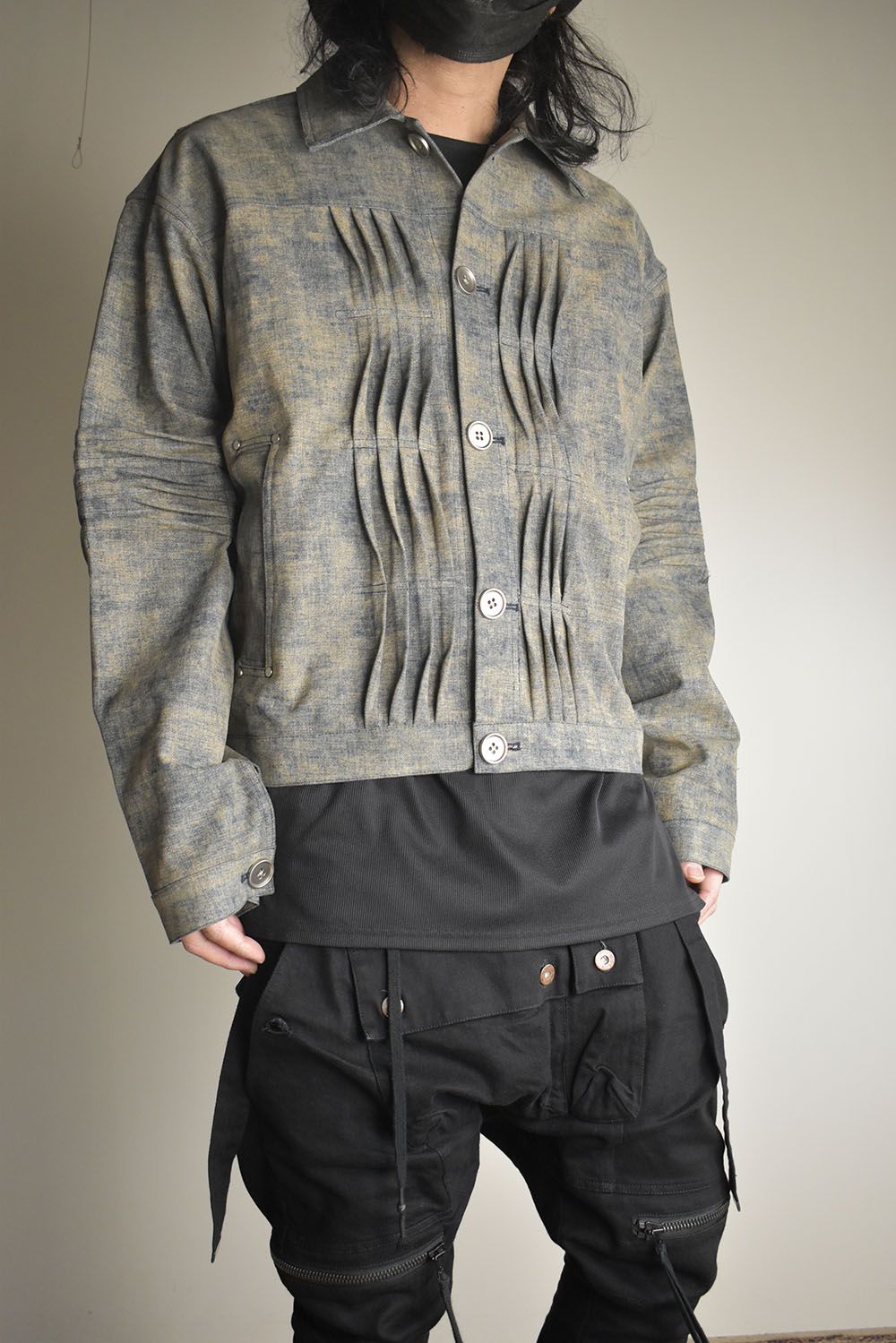 Blended Shades Denim Pin Tuck Blouson "Steel Blue" / ブレンデッドシェイドデニムピンタックブルゾン"スティールブルー"