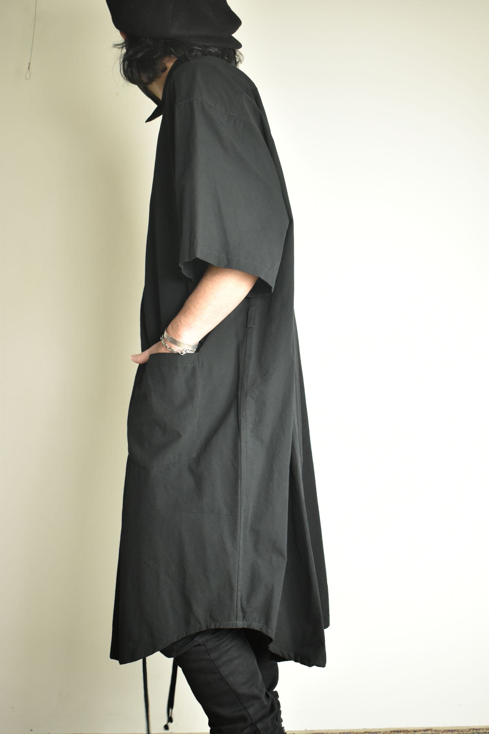 Cotton Broad Short-Sleeved Big Shirt &Dress"Black" / コットンブロード半袖ビッグシャツ / ワンピース"ブラック"