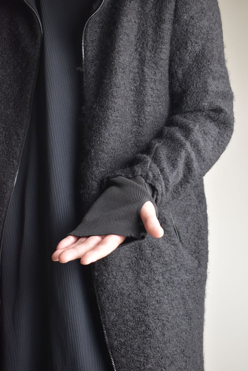 Mohair Knit Zip Hoodie "Black" / モヘアニットジップフーディ"ブラック"