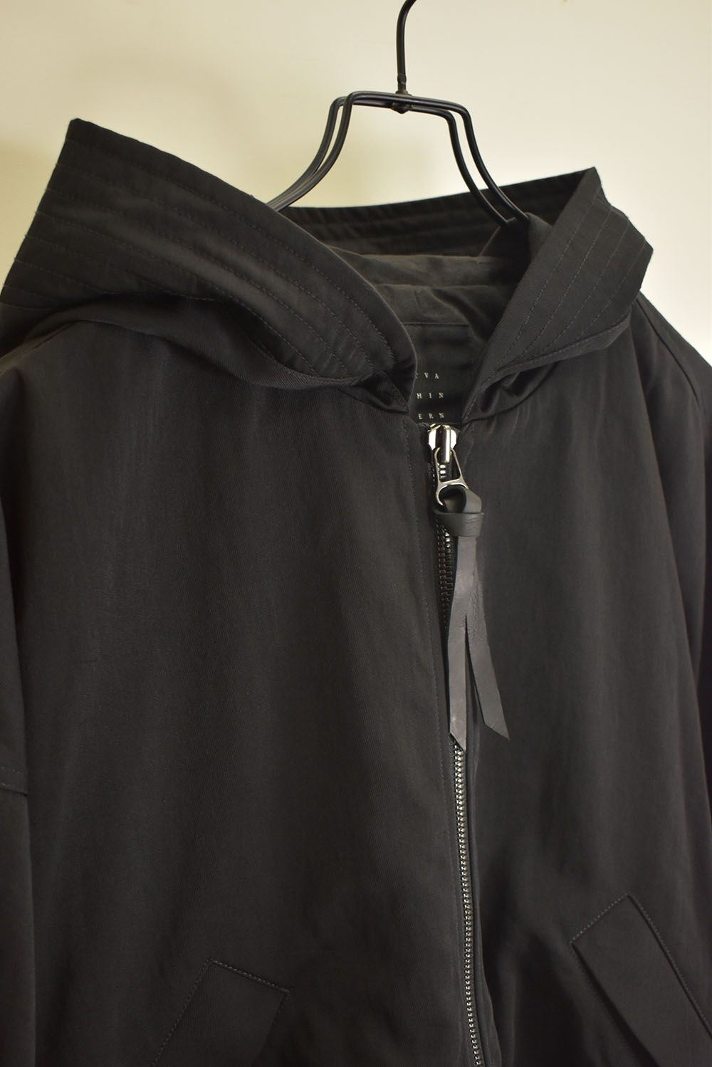 Nylon Wool Twill Hooded Jacket"Black" / ナイロンウールツイルフーデッドジャケット"ブラック"