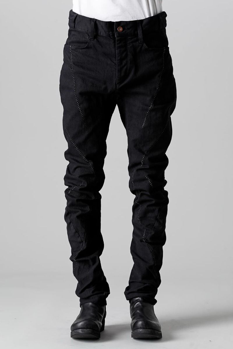 《2027SS先行予約分》Stretch Denim Overlock Twist Curve Pants"Black" / ストレッチデニムオーバーロックツイストカーブパンツ"ブラック"