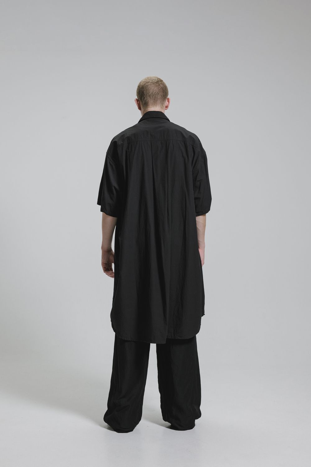 Cotton Broad Short-Sleeved Big Shirt &Dress"Black" / コットンブロード半袖ビッグシャツ / ワンピース"ブラック"