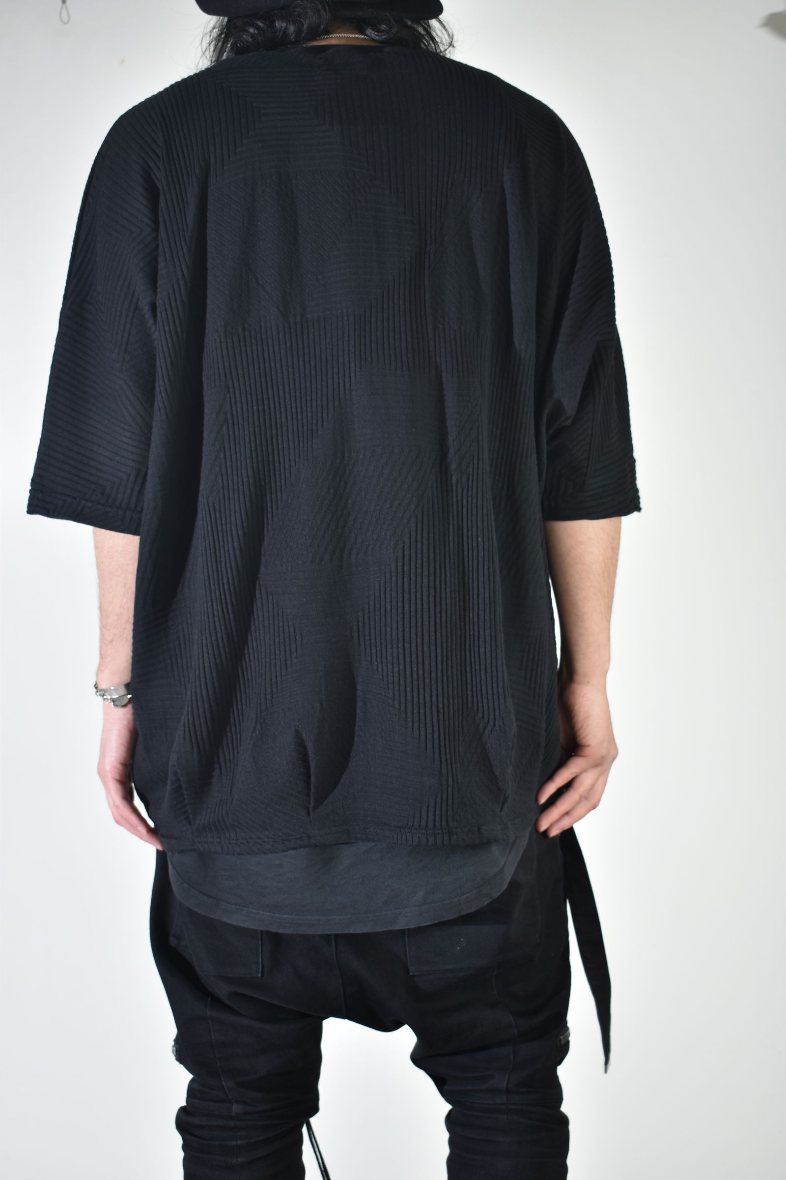 Deformed Stripe Pattern Dolman Tee "Black " /ディフォルメドストライプパターンドルマンTee"ブラック"