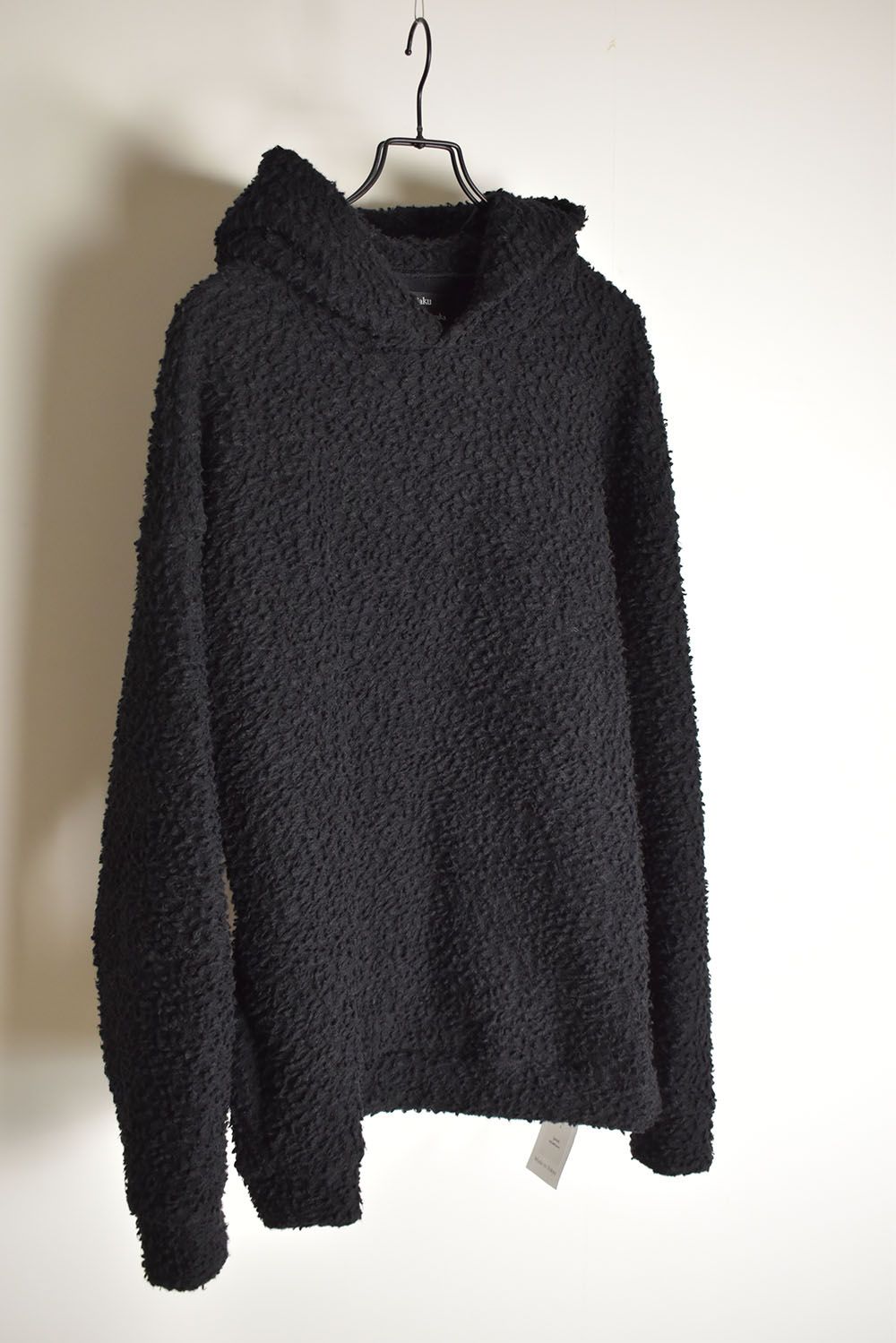 Wool Cotton Boa Hoodie Pullover"Black" /  ウールコットンボアフーディプルオーバー"ブラック"