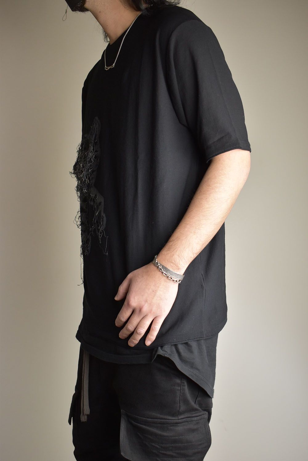 Over Sized Short Sleeve 14GG Knit Pullover"Black"/オーバーサイズドショートスリーブニットプルオーバー"ブラック"