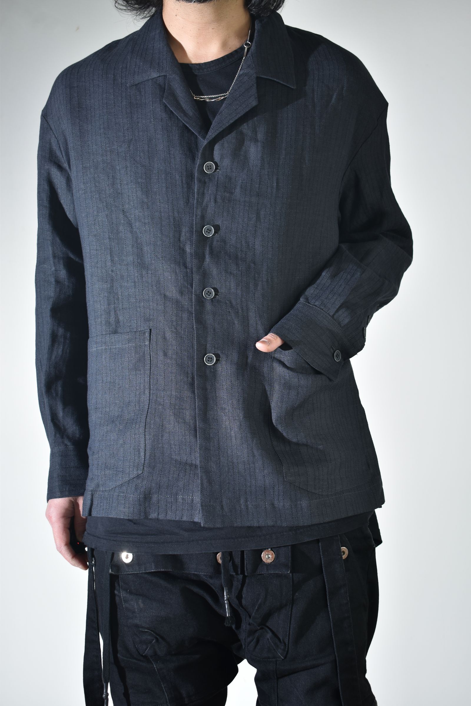 Linen Silk Shirts Jacket"Tuxedo" / リネンシルクシャツジャケット"タキシード"