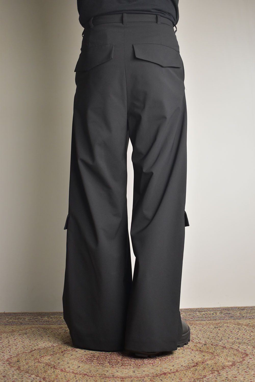 Shingle Flap Baggy Trousers "Black" / シンフラップバギートラウザー"ブラック"