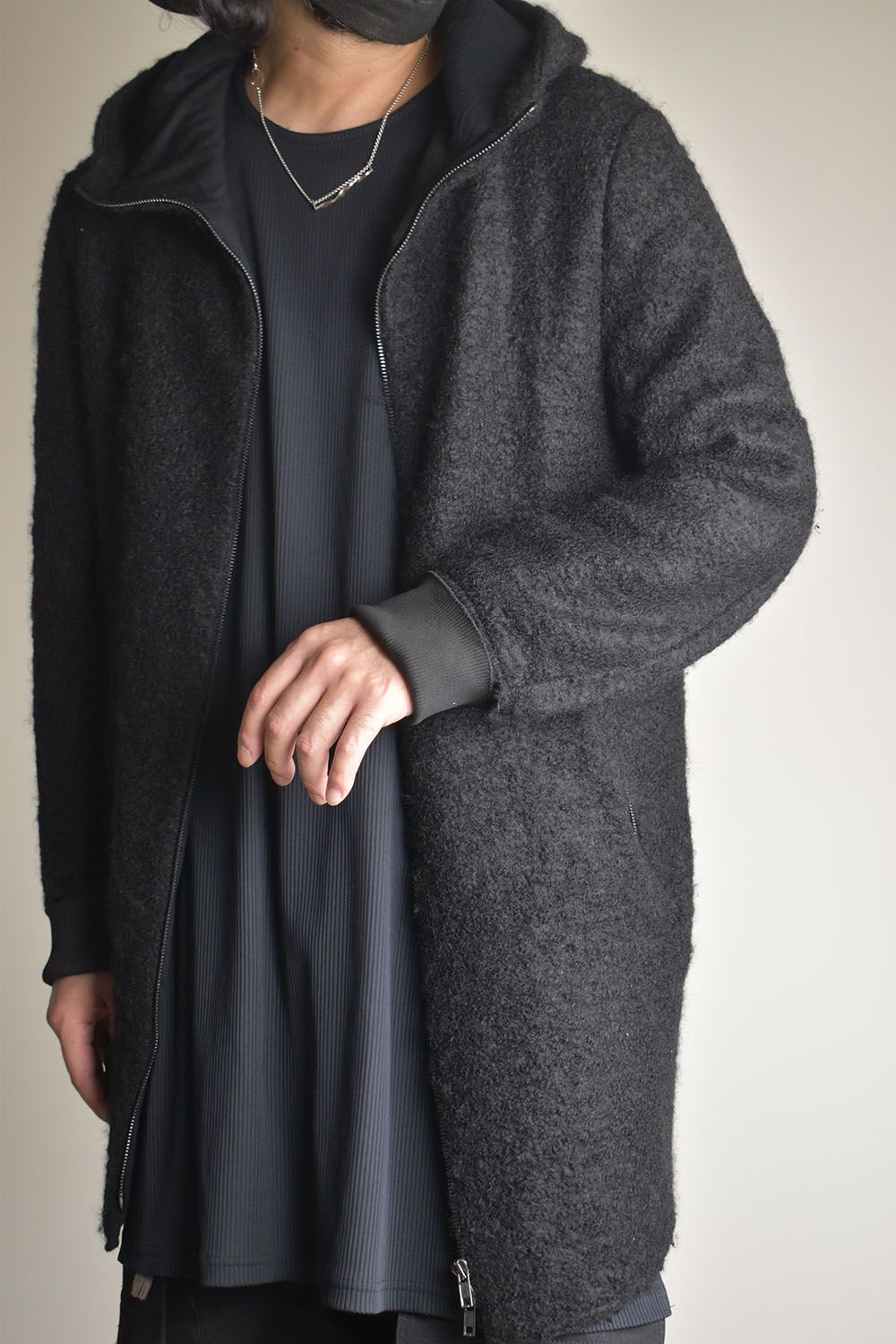 Mohair Knit Zip Hoodie "Black" / モヘアニットジップフーディ"ブラック"