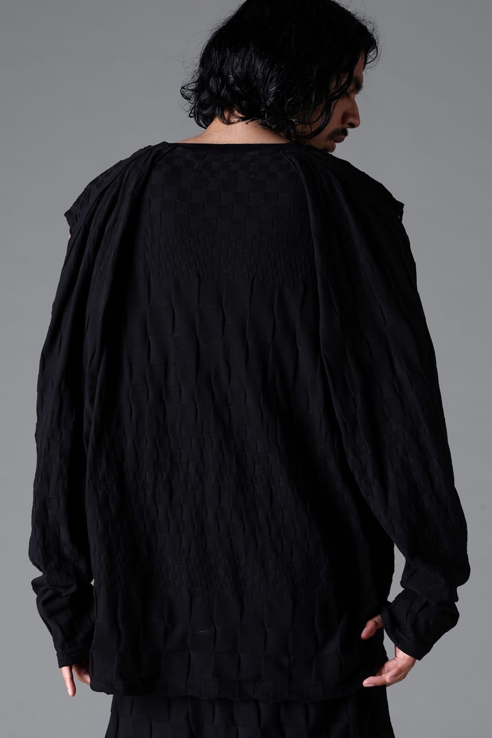 《2026SS先行予約》Gradient Plaid Pattern Shiva Long Sleeve Tee "Black / Cream" / グラデーションチェックパターンシヴァロングスリーブ"ブラック/クリーム"