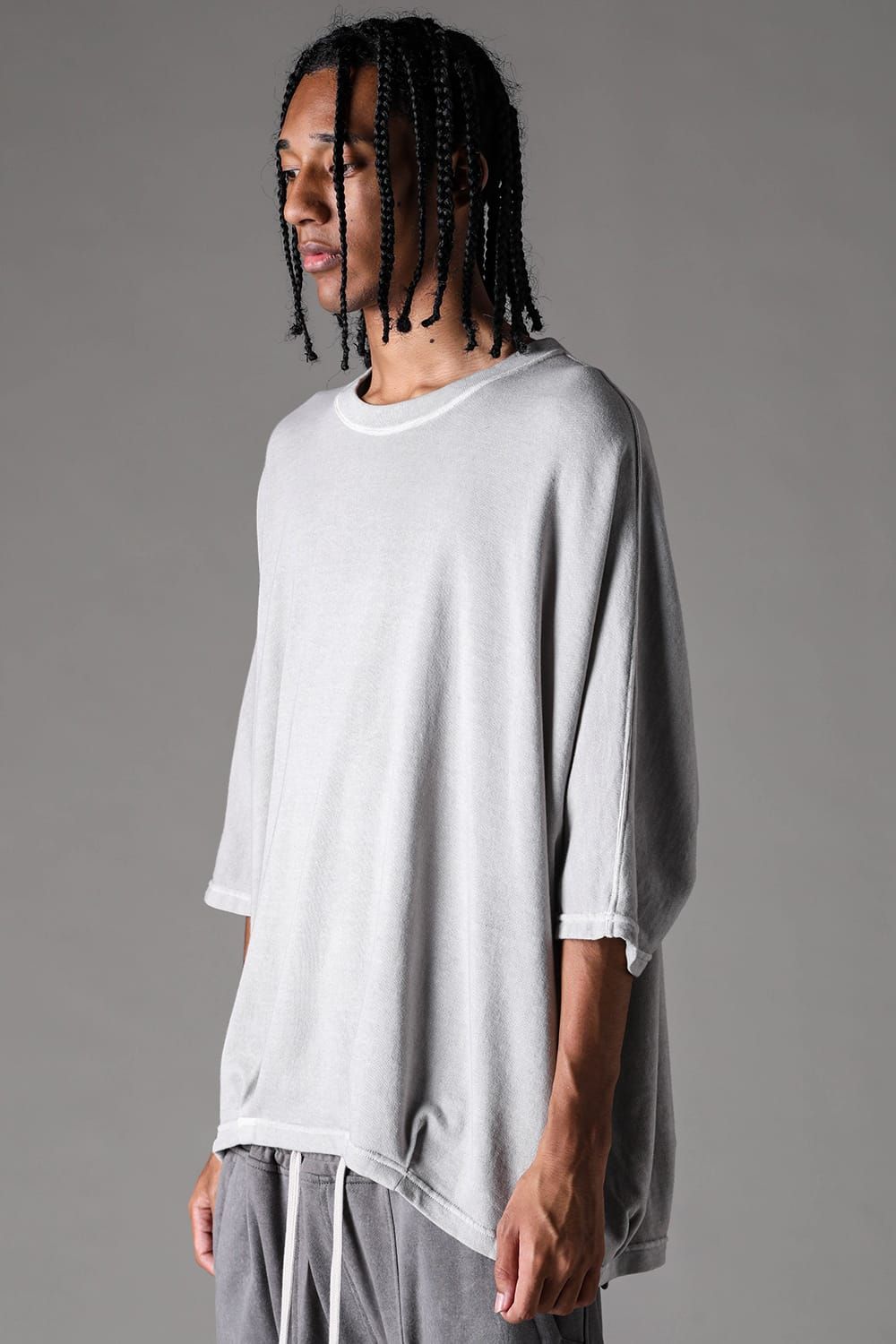 《2027SS先行予約》Sumi Dyed Lightweight French Terry Dolman Jumbo Tee"L.Grey" / 墨染ミニ裏毛ドルマンジャンボTee"ライトグレー"