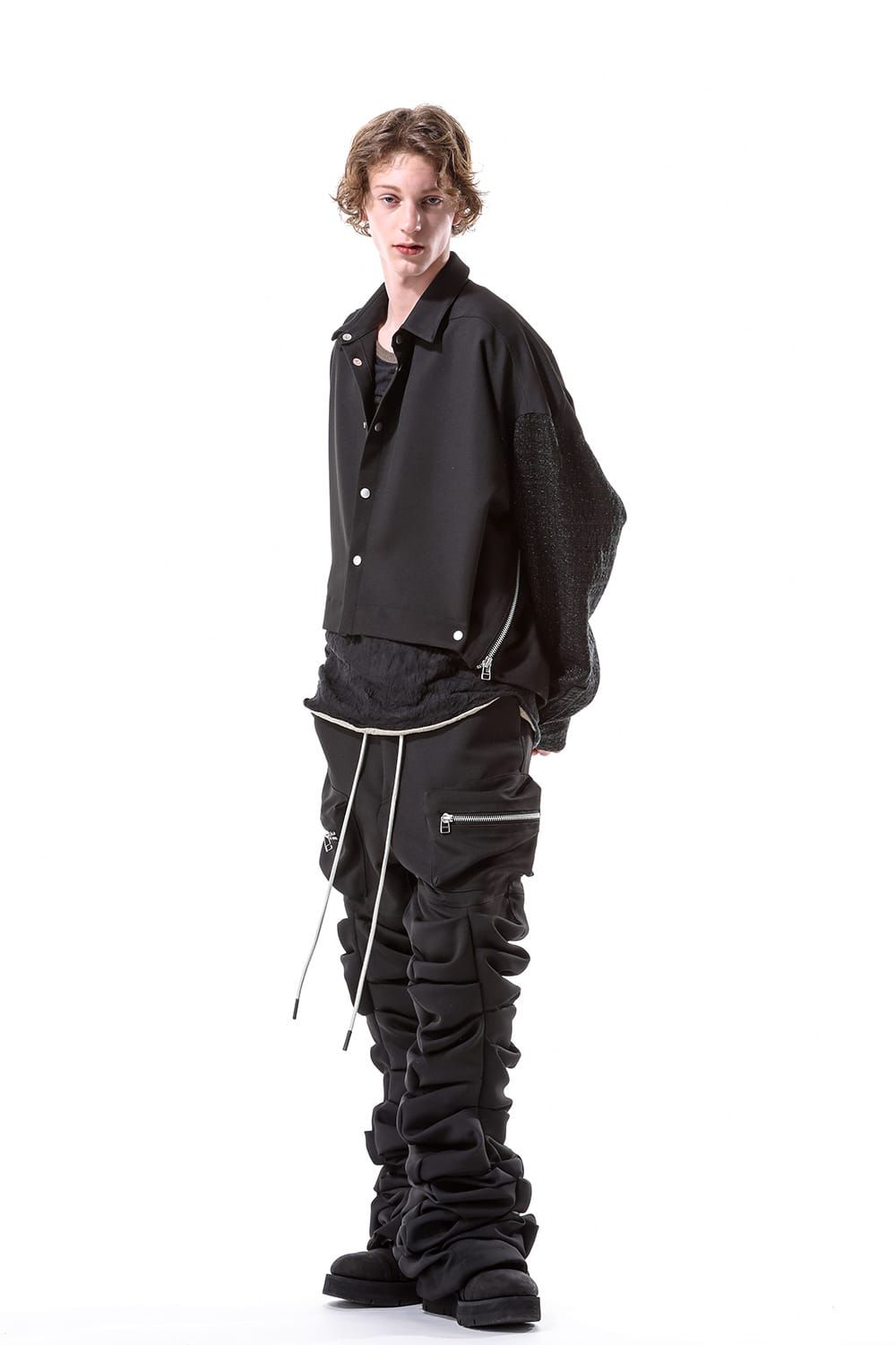 Twill Monster Tuck Flare Baggy Pants"Black"/ツイルモンスタータックフレアバギーパンツ"ブラック"