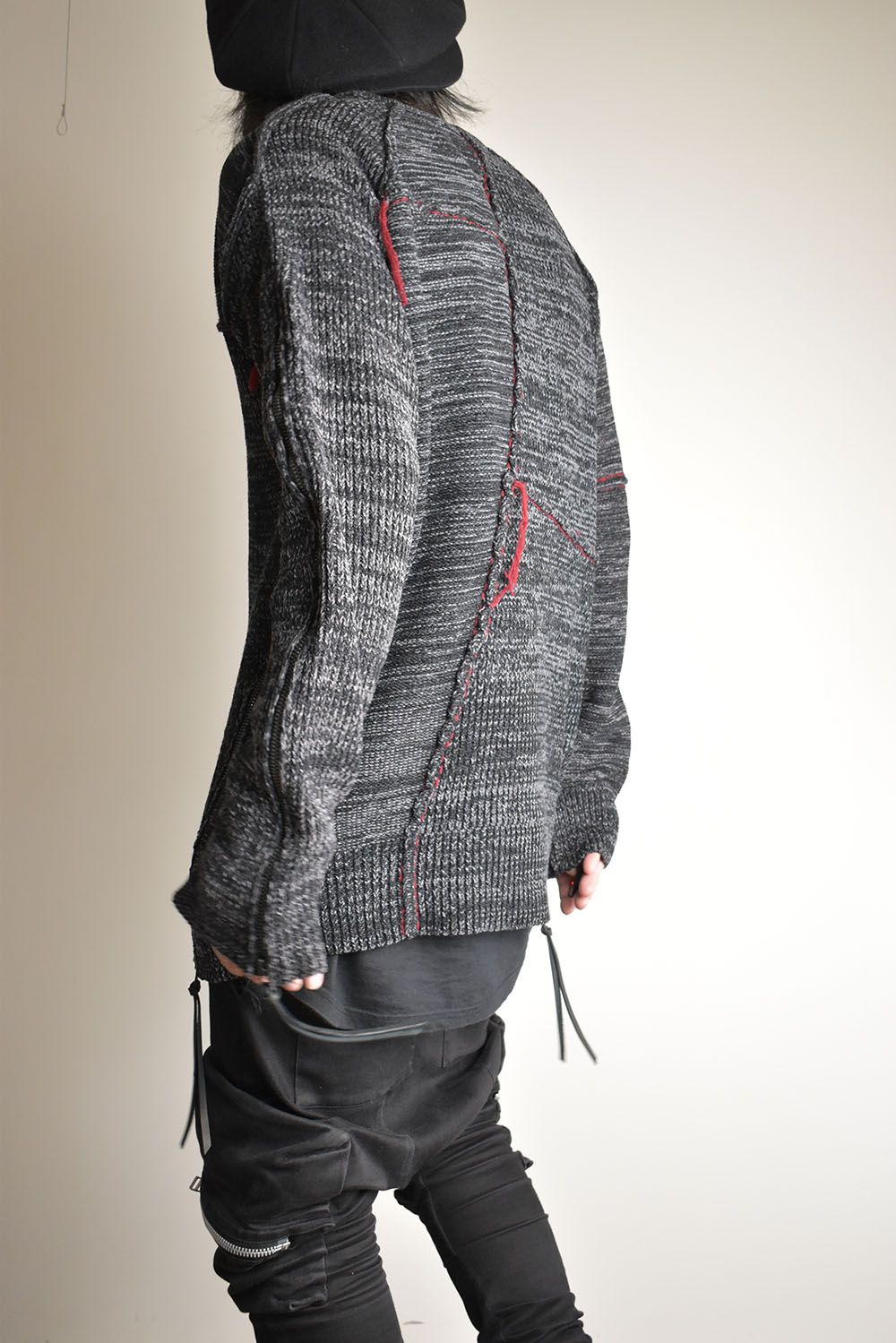 Wool Knit Zip Pullover "Charcoal" / ウールニットジッププルオーバー"チャコール"