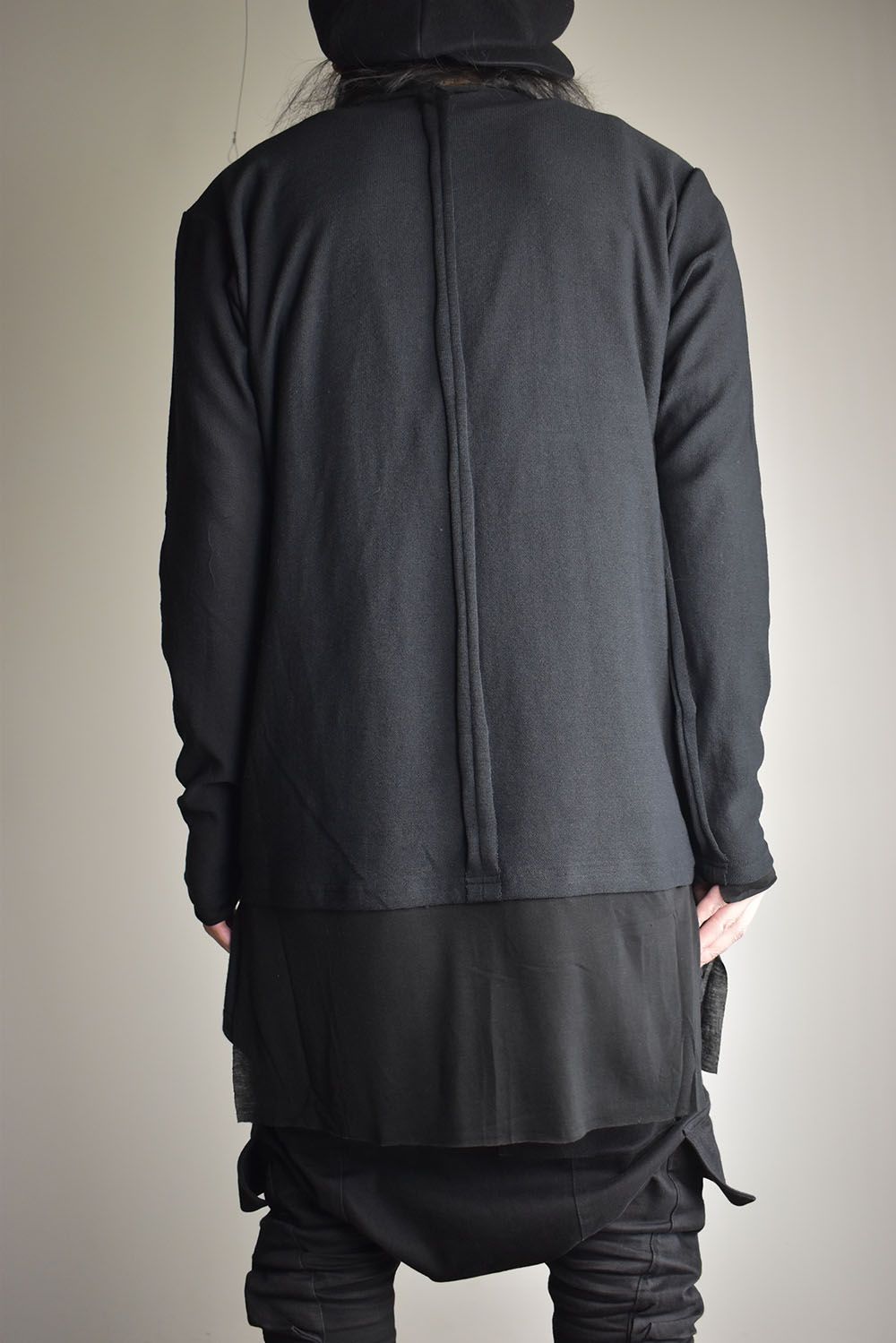 Imitation Linen Cotton Layerd Long Sleeve Tee"Black" / イミテーションリネンコットンレイヤードロングスリーブTee"ブラック"