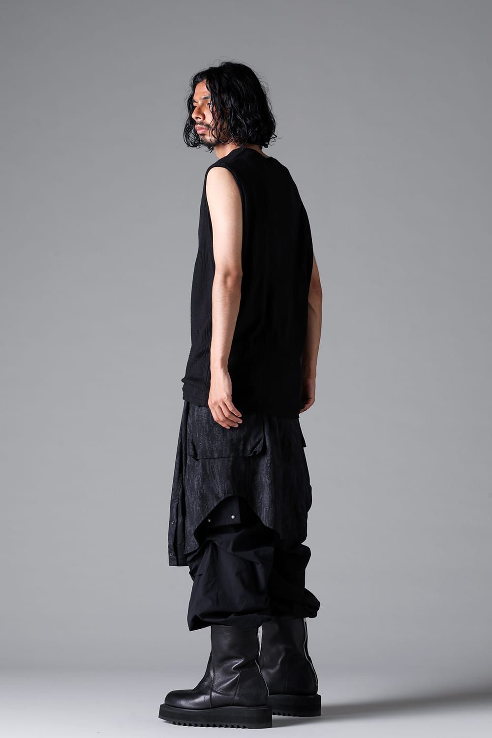 《2026SS先行予約》Deformed Stripe Pattern Tank Top "Black / Cream" /ディフォルメドストライプパターンタンクトップ"ブラック/クリーム"
