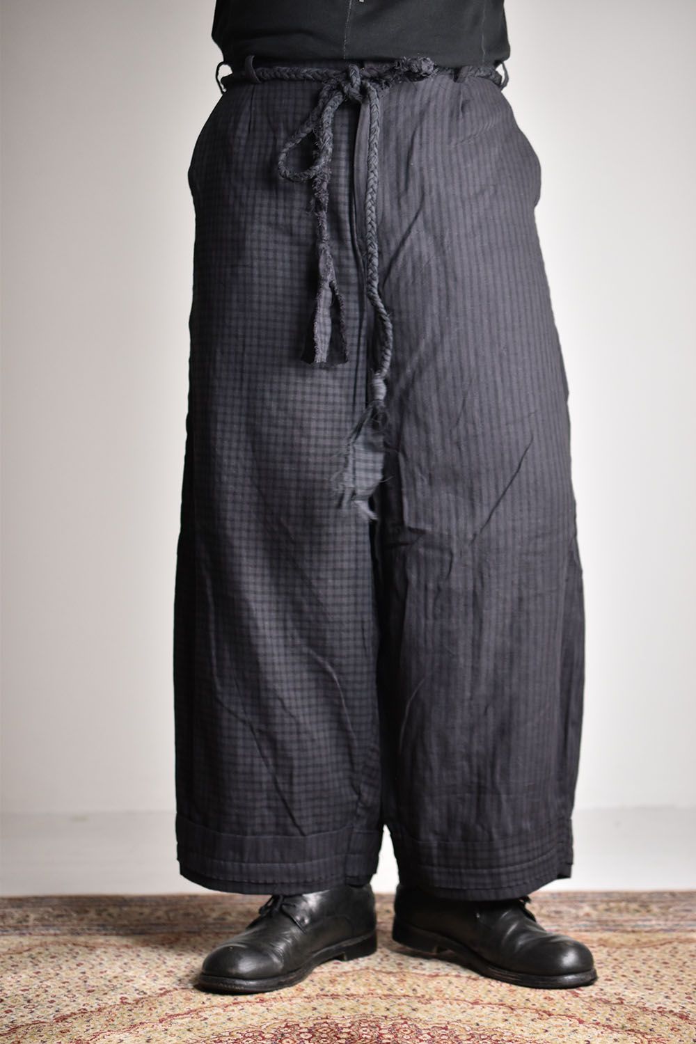 Check×Stripe Wide Pants"Black"/チェック × ストライプワイドパンツ"ブラック"