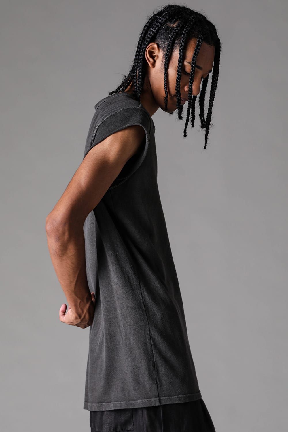 《2027SS先行予約》Sumi Dyed Lightweight French Terry Tank Top "D.Grey" / 墨染ミニ裏毛タンクトップ"ダークグレー"