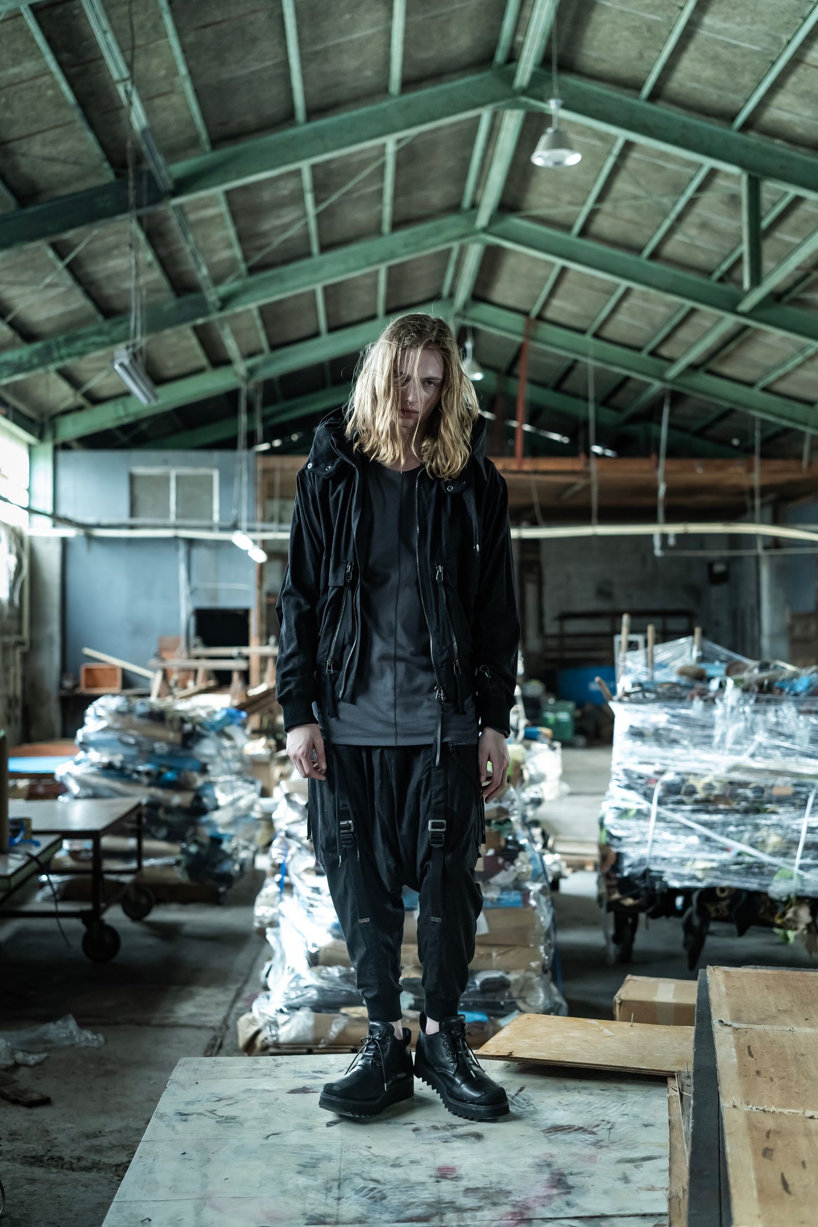 Catch Washer Bleach Belt Adjustable Sarouel Cargo Pants"Black" / キャッチワッシャーブリーチベルトアジャスタブルサルエルカーゴパンツ"ブラック"