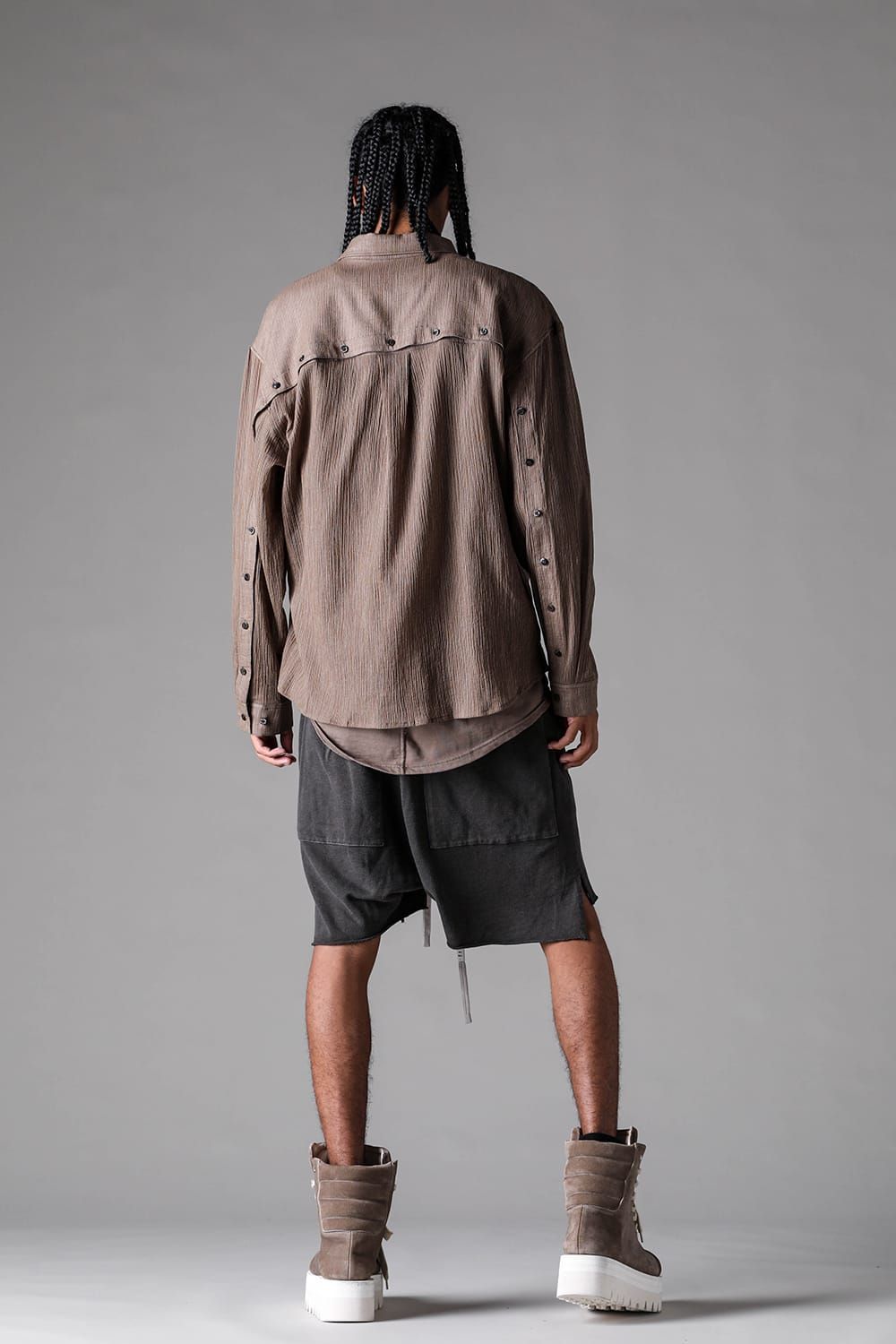 《2027SS先行予約》Sumi Dyed Lightweight French Terry Side Slit Shorts"L.Grey / D.Grey" / 墨染ミニ裏毛サイドスリットショーツ"ライトグレー / ダークグレー"