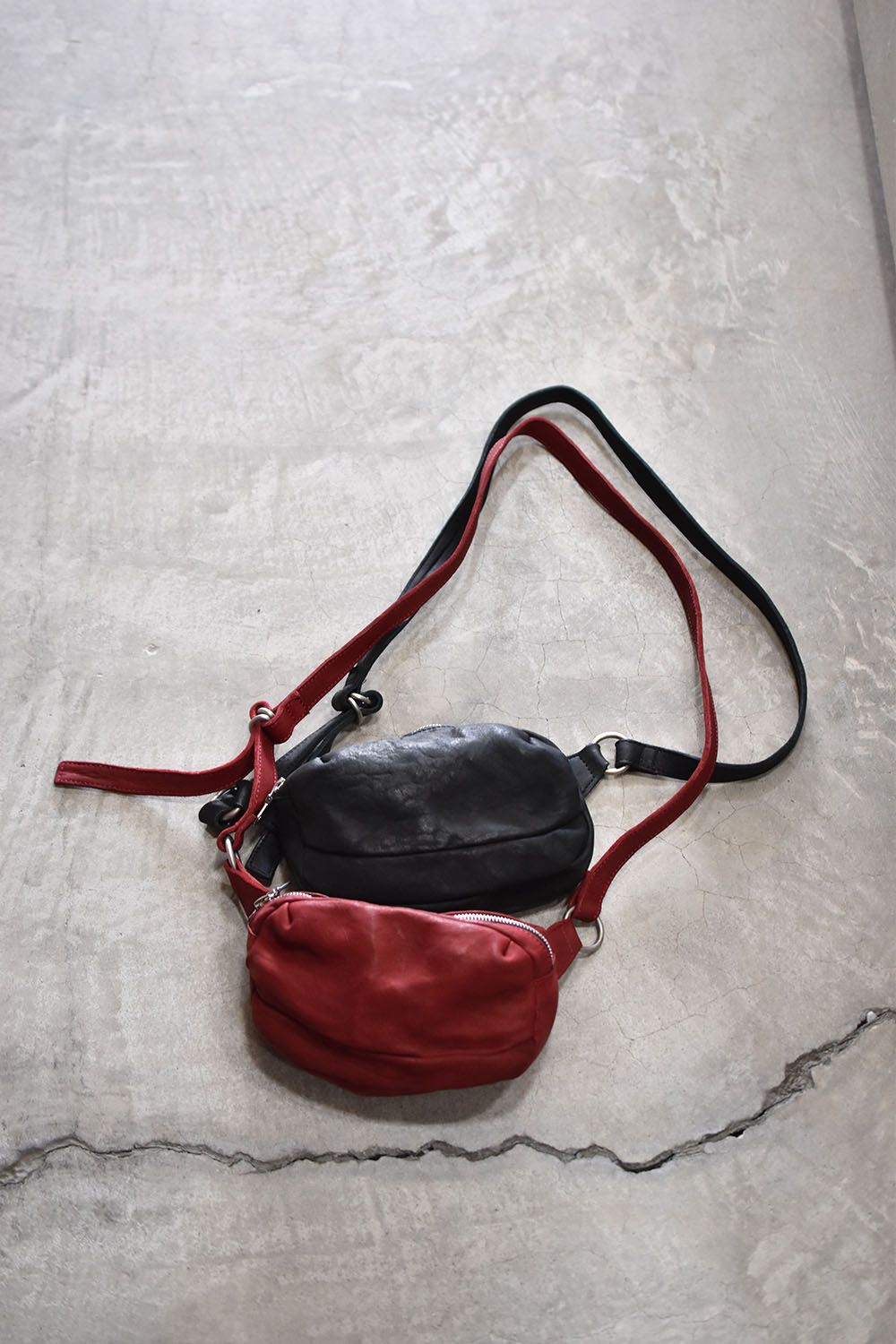 Double Shoulder Garment Dyed Shoulder Pouch"Red"/ダブルショルダーガーメントダイショルダーポーチ"レッド"