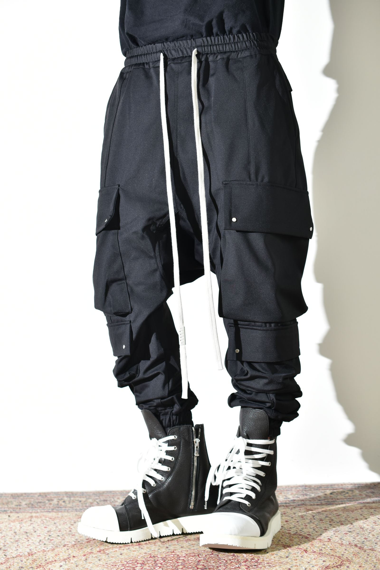 Technical Nylon Military Sarrouel Easy Pants"Black" / テクニカルナイロンミリタリーサルエルイージーパンツ"ブラック"