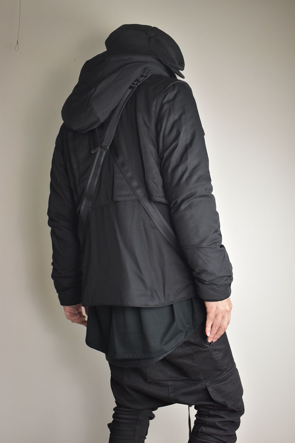 Rayon Twill Vest Hooded Down Jacket "Black" / レーヨンツイルベスト/フードアタッチドダウンジャケット"ブラック"