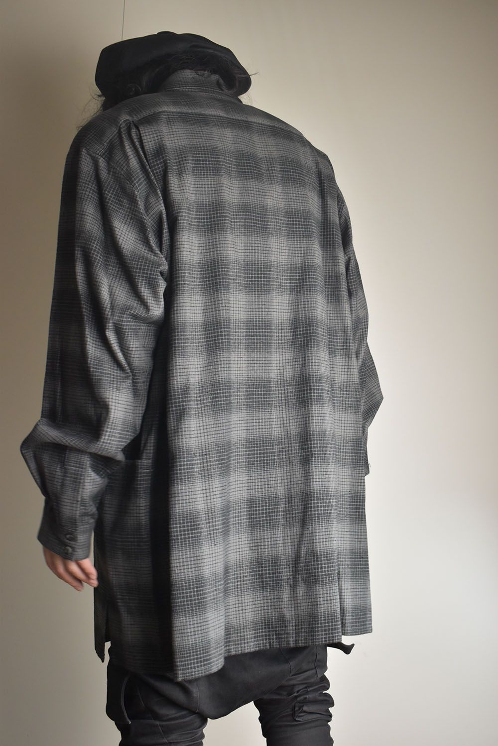 Over Sized Check Shirts"Grey" / オーバーサイズドチェックシャツ"グレー"