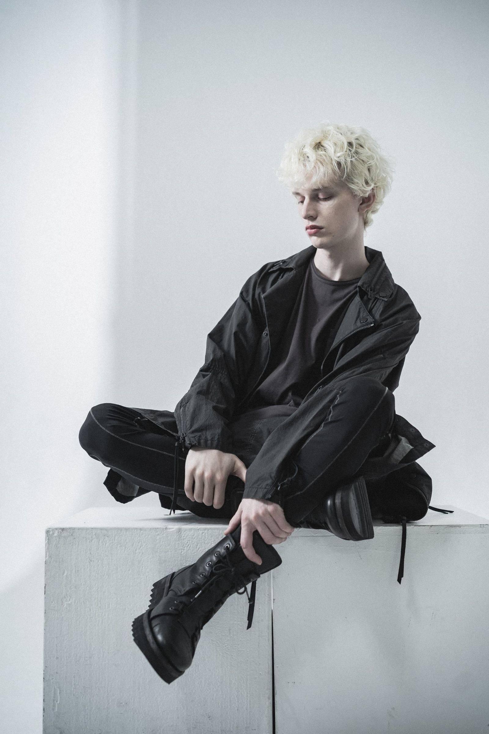 《2027SS先行予約分》Pigment-Coated Rider's Coach Jacket"Black" / 顔料コーティングライダースコーチジャケット"ブラック"