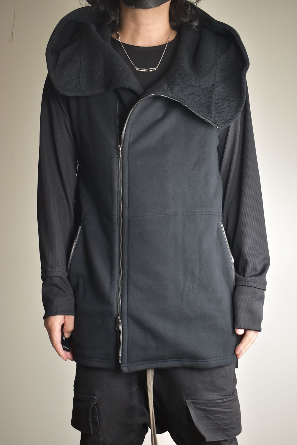 Over Sized Sleeve Less Hoodei"Black" /オーバーサイズスリーブレスフーディ"ブラック"