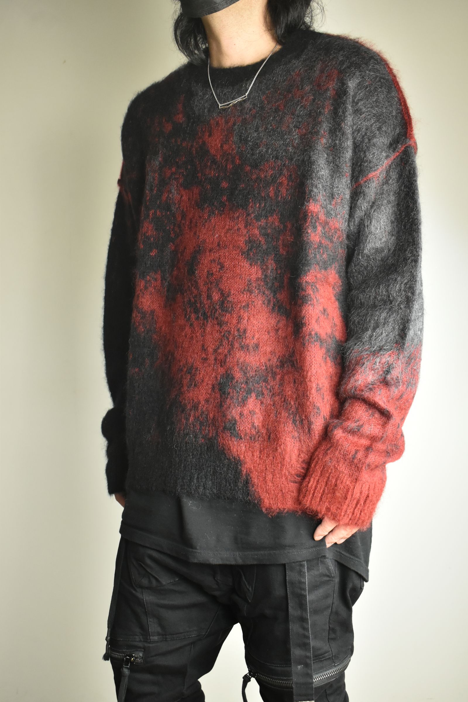 Gradation Mohair Knit Pullover"Black-Red" / グラデーションモヘアニットプルオーバー"ブラックレッド"