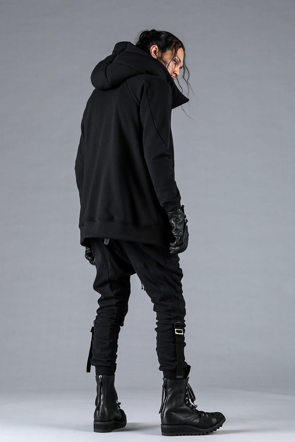 Non-ply Yarn Lined Belt Adjustable Crotch Jog Pants "Black" / 無撚糸裏毛ベルトアジャストロークロッチジョグパンツ"ブラック"