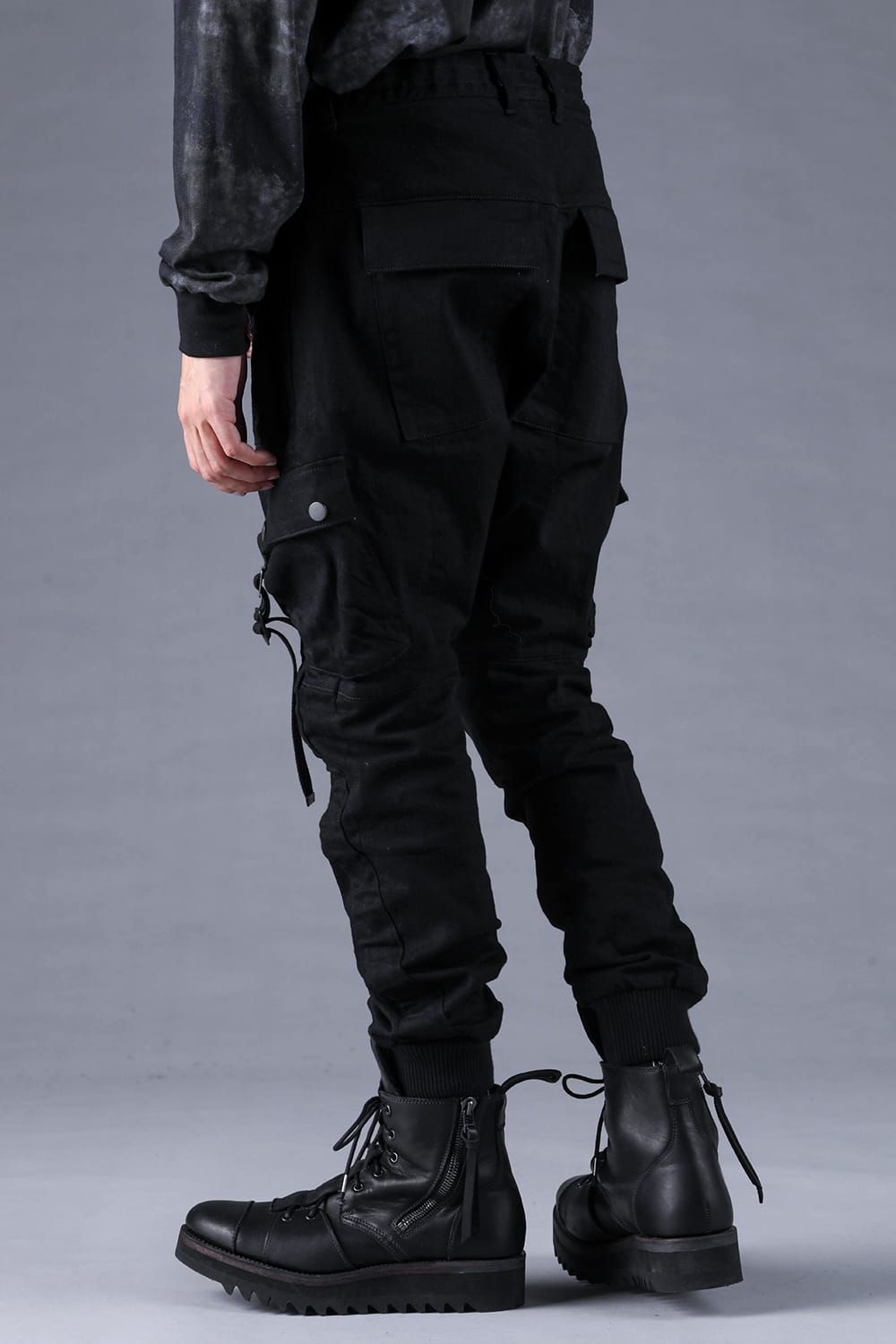 Stretch Denim Belt-Adjustable Cargo Jogger Pants"Black" / ストレッチデニムベルトアジャストカーゴジョグパンツ"ブラック"
