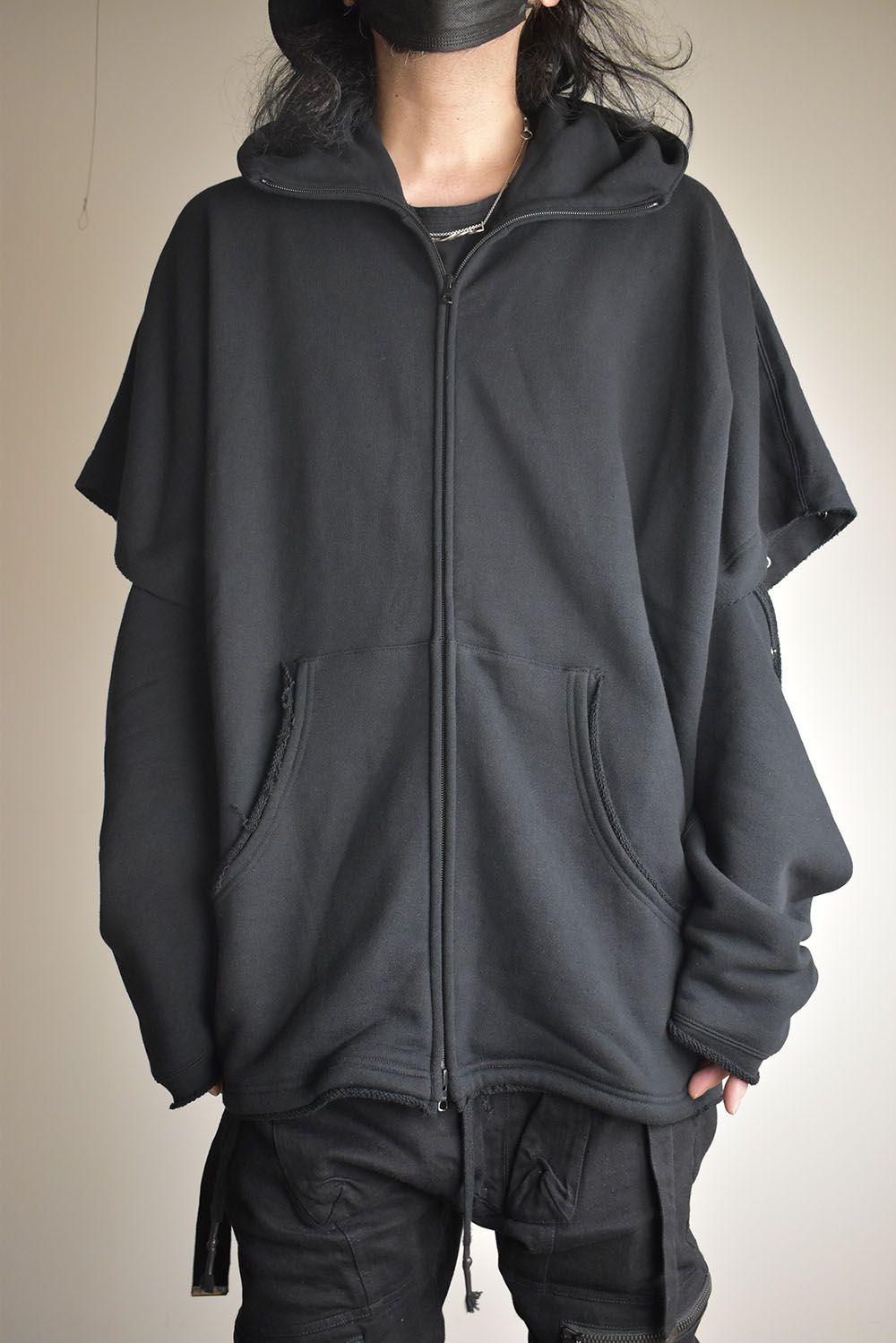Sweat Oversize Zip Up Hoodie"Black" / スウェットオーバーサイズジップアップパーカ"ブラック"
