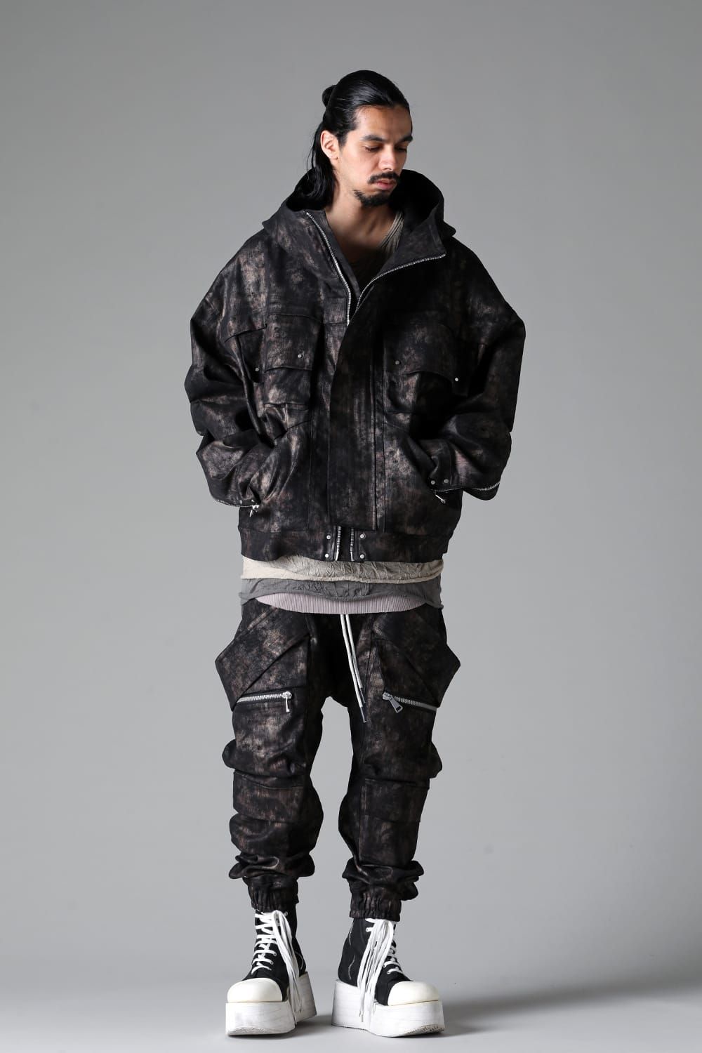 《2025AW先行予約》Metal Steam Camouflage Hooded Blouson"Black × Beige" / メタルスチームカモフラージュ フーデッドブルゾン"ブラック×ベージュ"