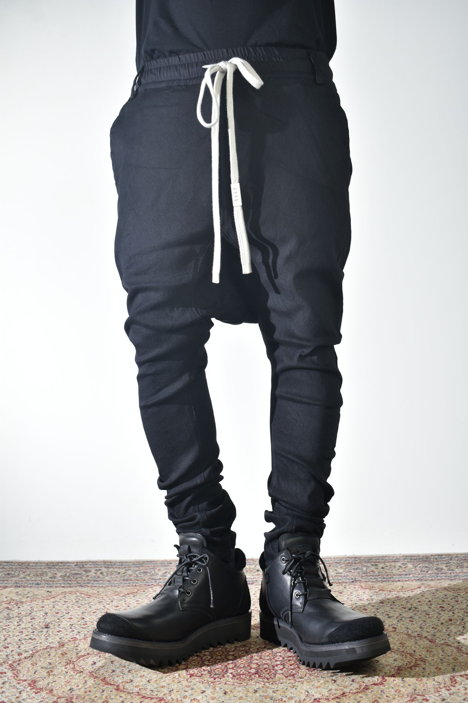 《2027SS先行予約》Stretch denim Sarouel skinny"Black" / ストレッチデニムサルエルスキニー"ブラック"