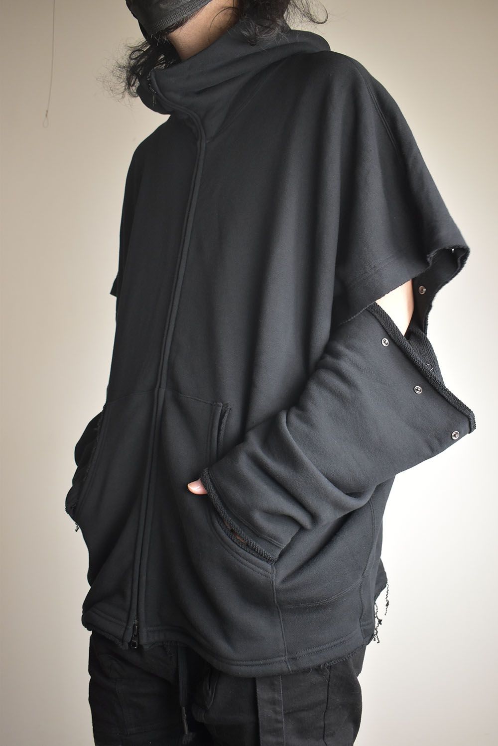 Sweat Oversize Zip Up Hoodie"Black" / スウェットオーバーサイズジップアップパーカ"ブラック"