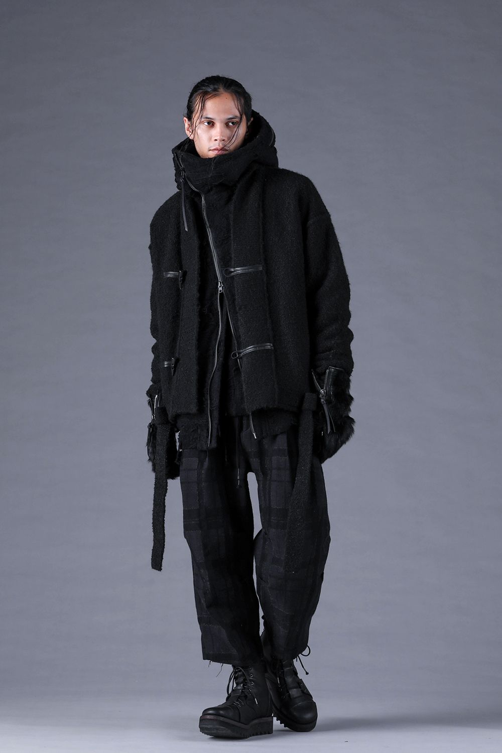 Damage Pile Zip-Up Hoodie"Black" / ダメージパイルジップアップフーディー"ブラック"