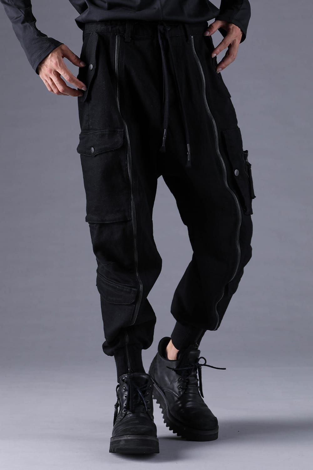 《2027SS先行予約分》Stretch Denim Parachute Cargo Jog Pants"Black" / ストレッチデニムパラシュートカーゴジョグパンツ"ブラック"