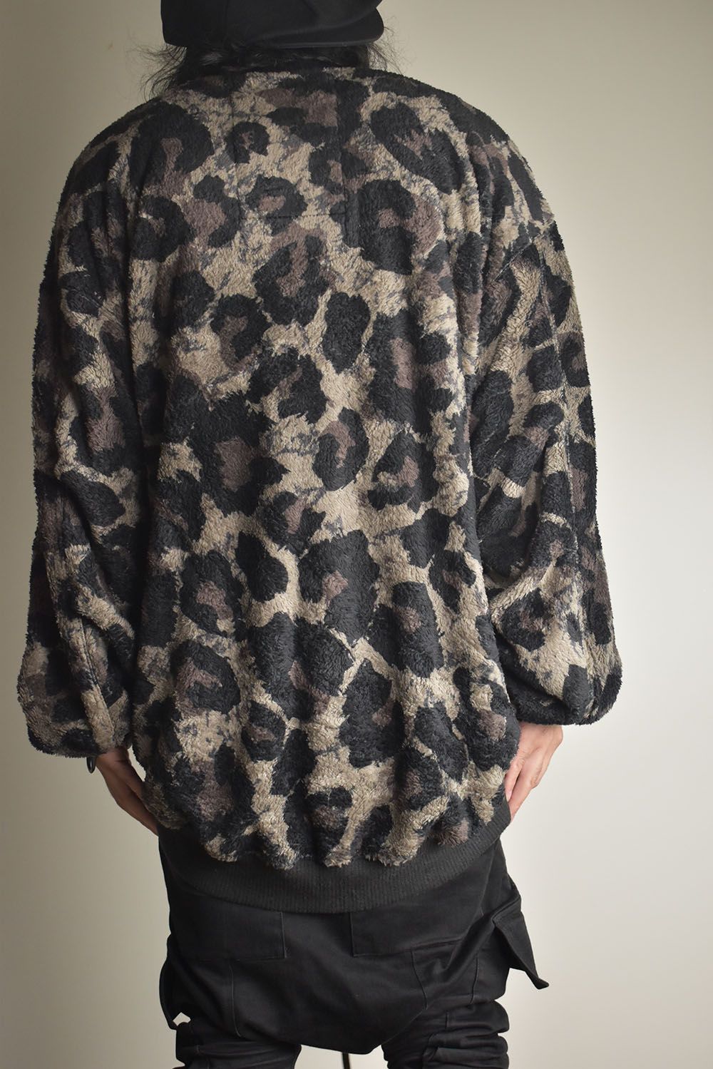 Large Leopard Fleece Cardigan "Dark Leopard" / ラージレオパードフリースカーディガン"ダークレオパード"