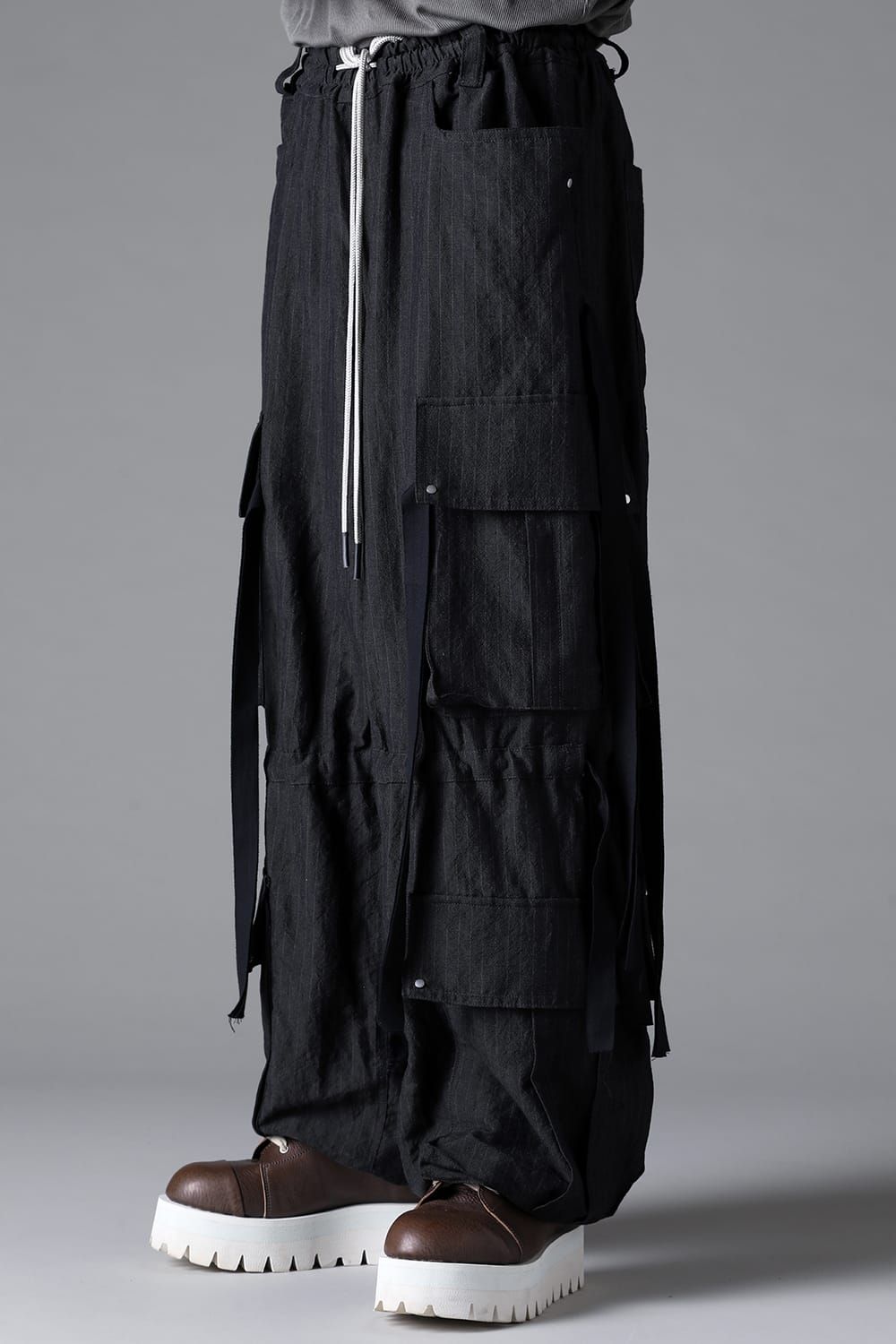 《2026SS先行予約》Cargo Wide With Hangingstraps Pants"Black / Stone /Khaki /D.Grey / ST×GY" / カーゴワイドウィズハンギングストラップパンツ"ブラック/ストーン/カーキ/ダークグレー/ストライプ×ダークグレー"