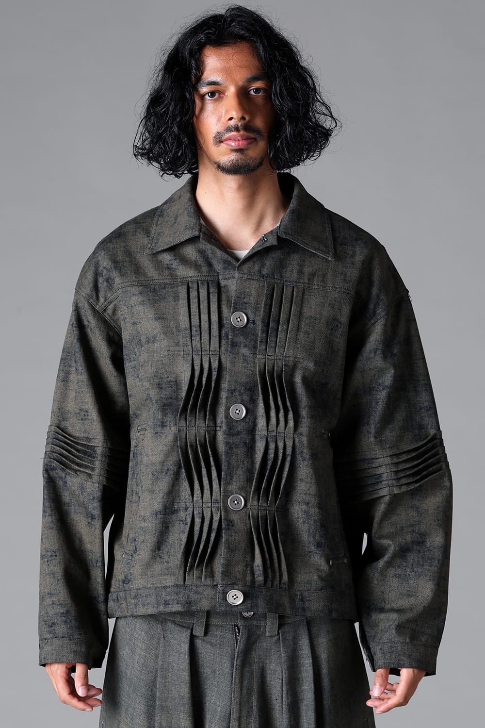 《2026SS先行予約》Blended Shades Denim Pin Tuck Blouson "D.verdigris/L.verdigris/Steel Blue"/ブレンデッドシェイドデニムピンタックブルゾン" / ダークベルディグリ/ライトベルディグリ/スティールブルー"