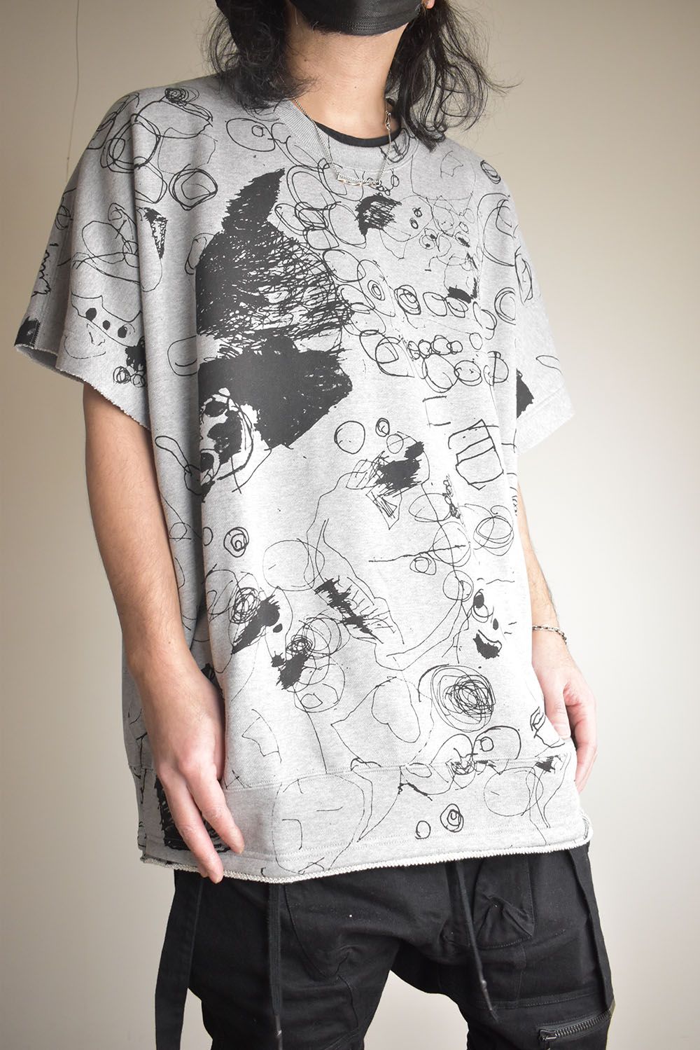 Sweat Oversize Print Pullover"Grey" / スウェットオーバープリントプルオーバー"グレー"