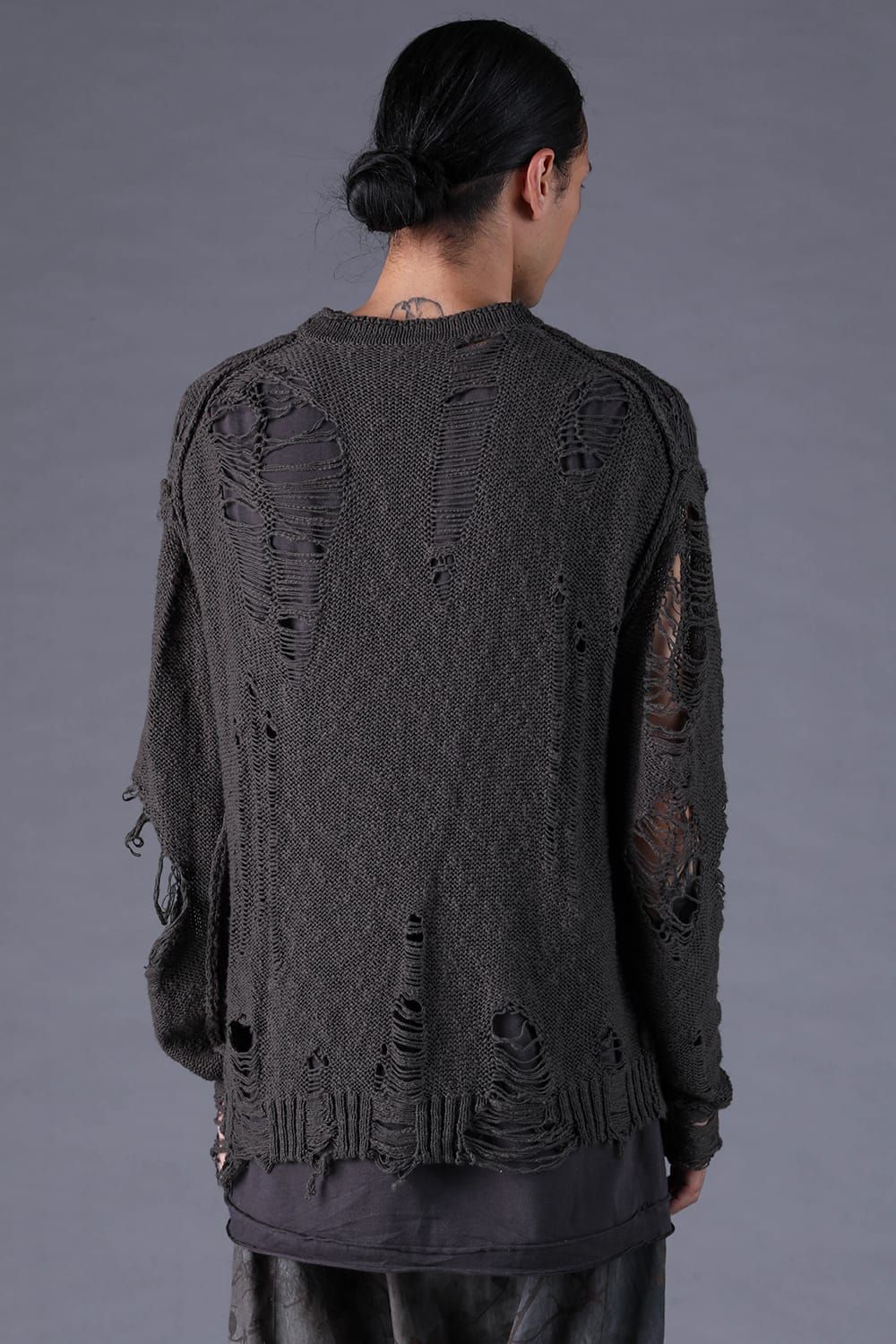 《2027SS先行予約分》3G Damage Knit Pullover "Charcoal" / 3Gダメージニットプルオーバー"チャコール"