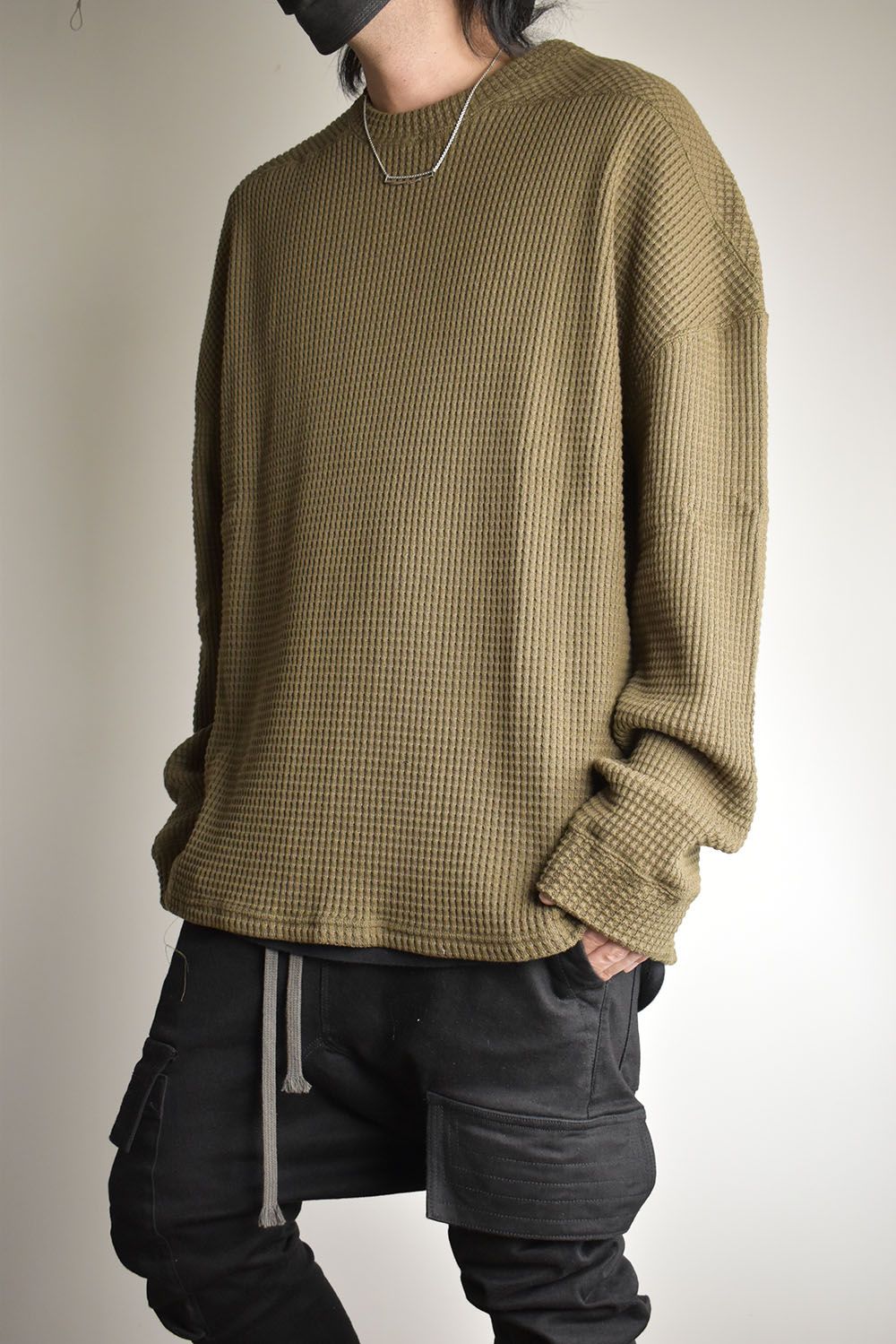 Heavy Waffle Over Size Top"Olive" / ヘビーワッフルオーバーサイズトップ"オリーブ"