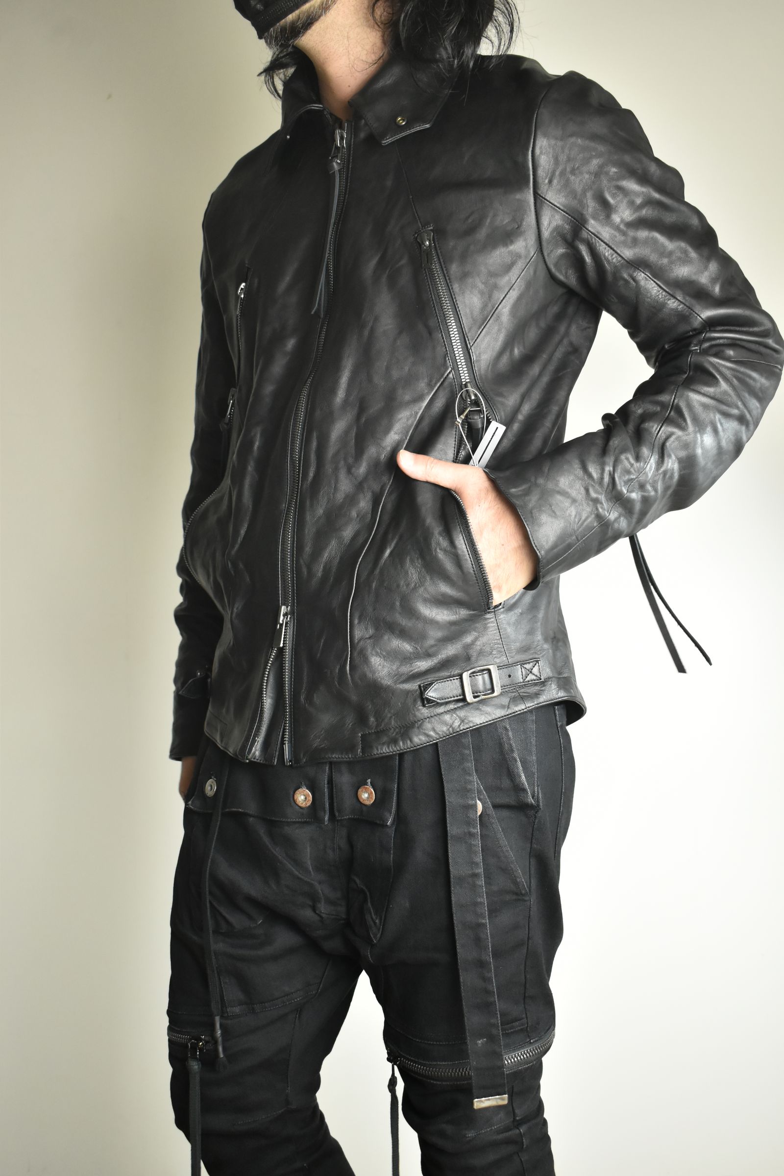 Horse Leather Collar Detachable Jacket"Black" / ホースレザーカラーデタッチャブルジャケット"ブラック"