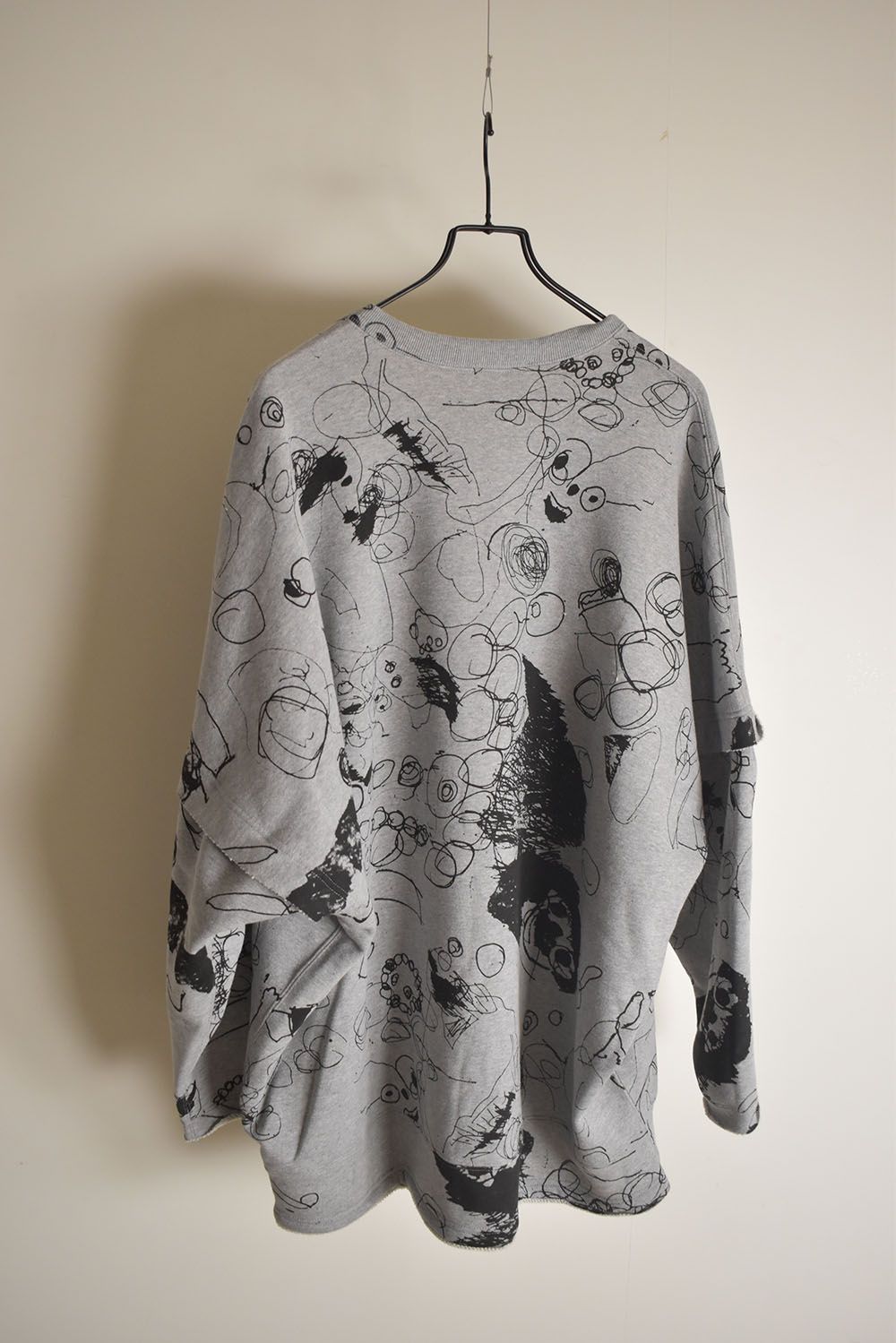 Sweat Oversize Print Pullover"Grey" / スウェットオーバープリントプルオーバー"グレー"