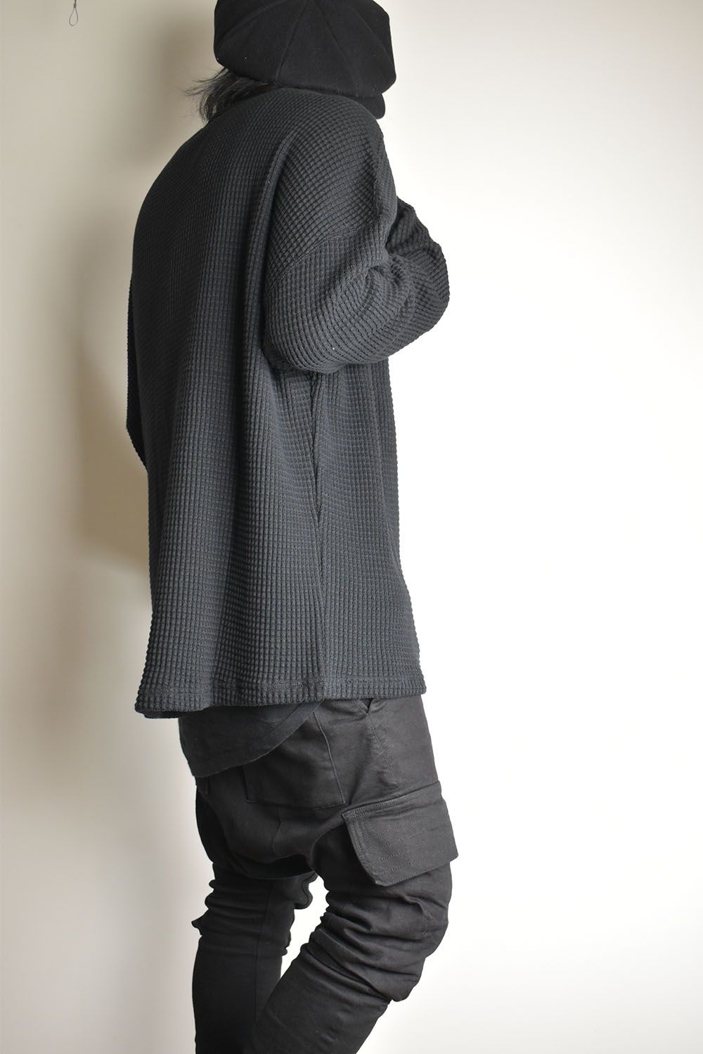 Heavy Waffle Over Size Top"Black" / ヘビーワッフルオーバーサイズトップ"ブラック"