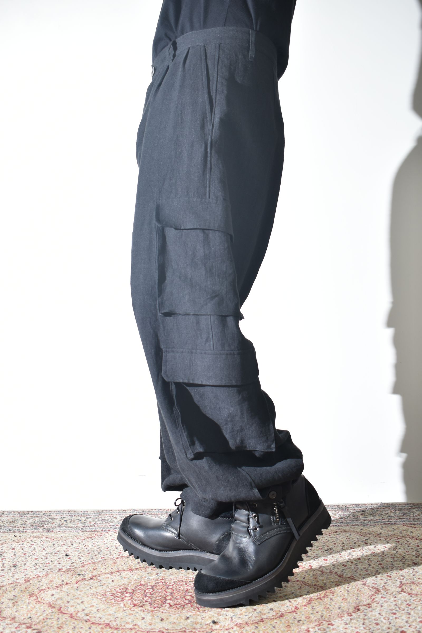 Linen Cargo Pants "Black" / リネンカーゴパンツ"ブラック"