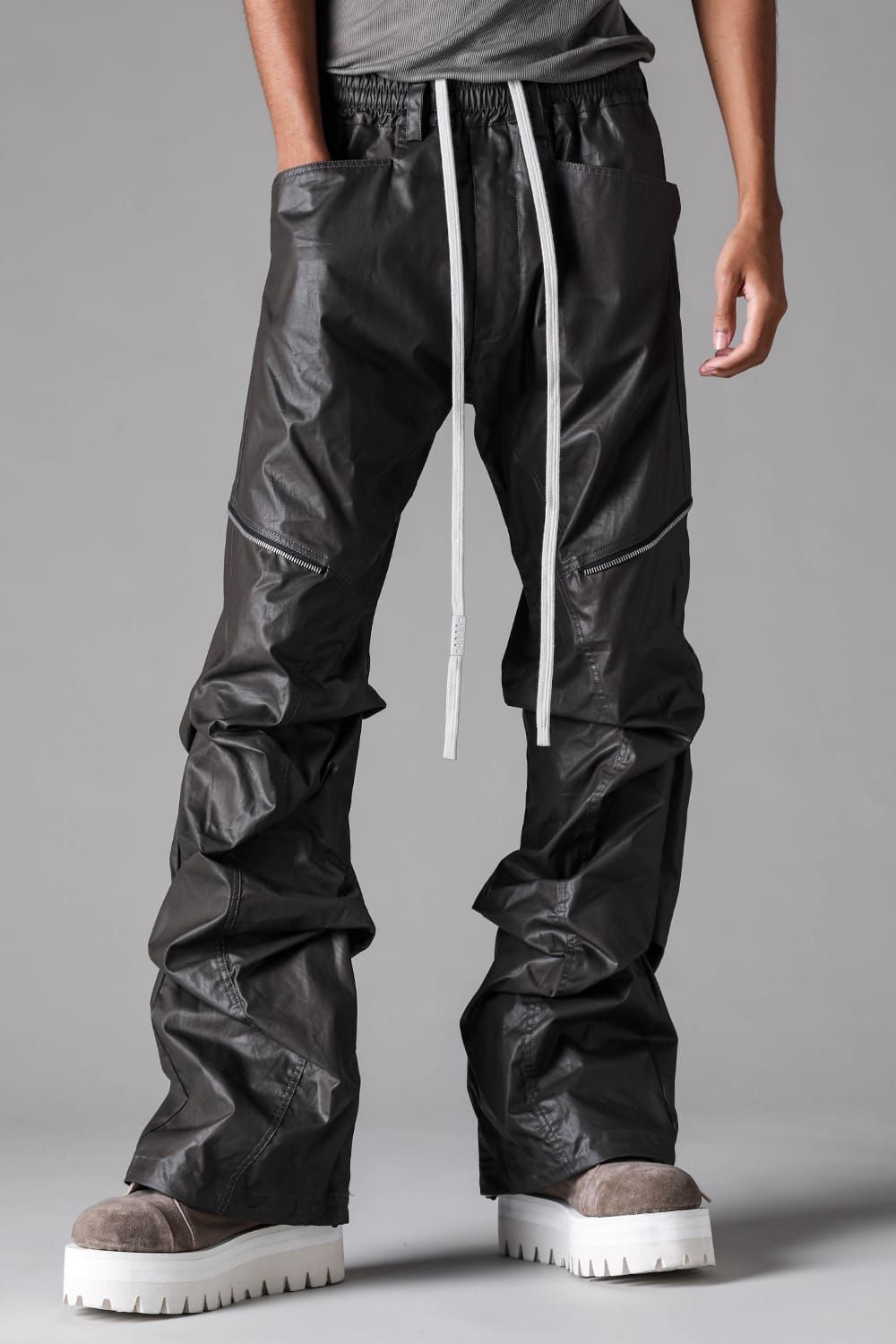 《2027SS先行予約》Side Zip Tuck Baggy Pants"Black / Khaki" / サイドジップタックバギーパンツ"ブラック / カーキ"