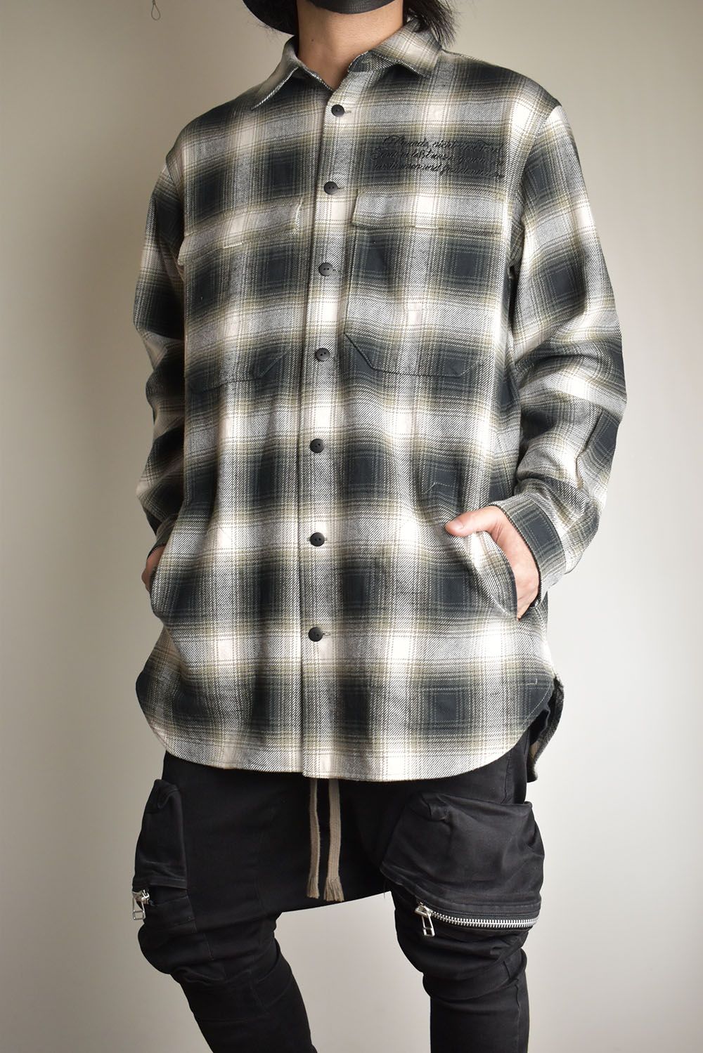 Ombre Check Long Shirts Jacket"White Check" / オンブレチェックロングシャツジャケット"ホワイトチェック"