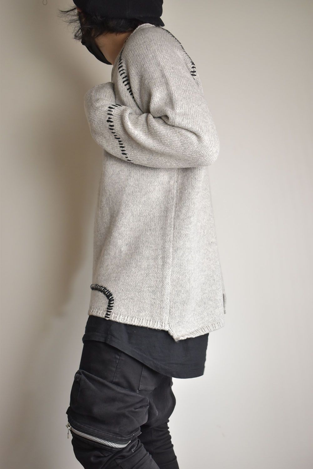 Over Lock Knit Pullover"Oyster Grey" / オーバーロックニットプルオーバー"オイスターグレー"